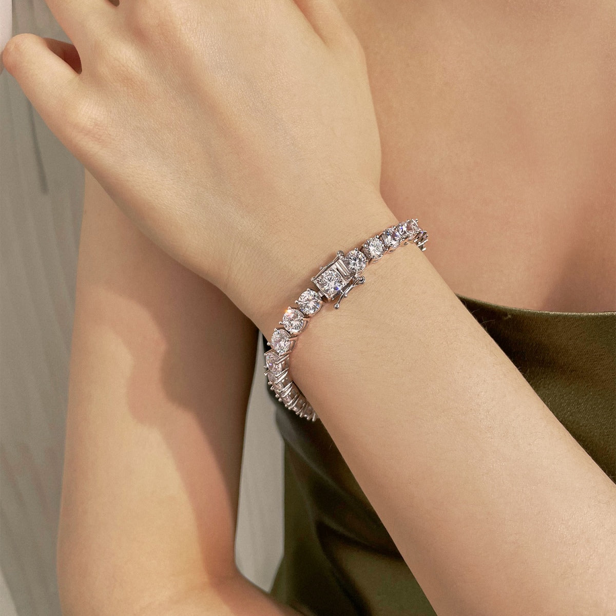 [CiCi]0.75 Carat Dazzling Round Cut Wedding Bracelet