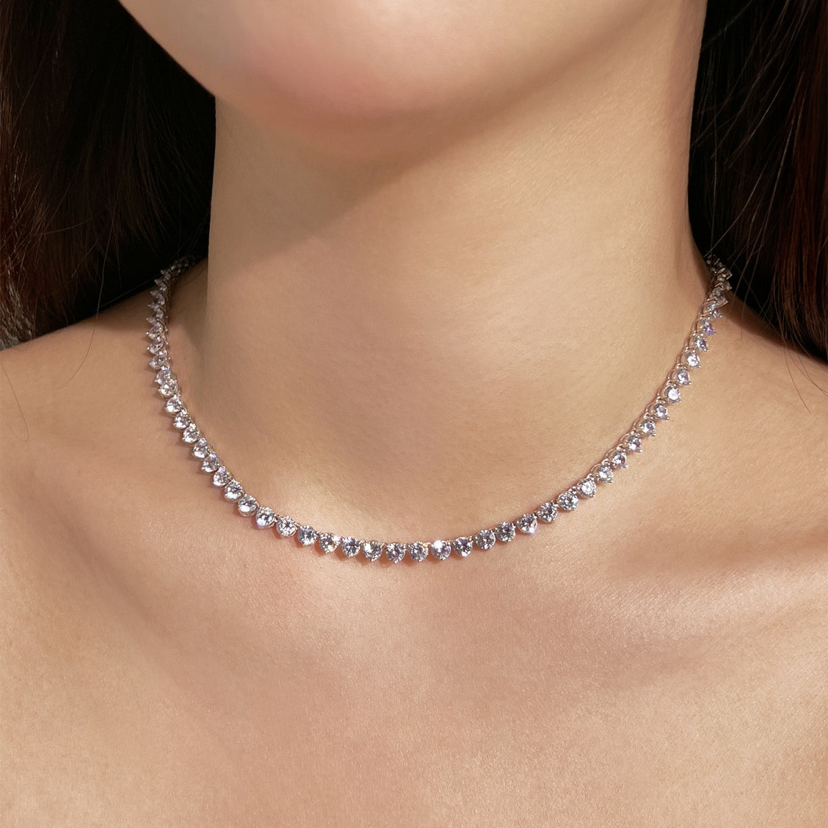 [CiCi]Ornate Heart Cut Tennis Necklace