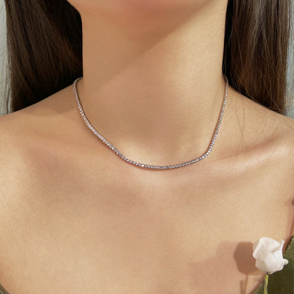 [CiCi]Delicate Round Shape Tennis Necklace