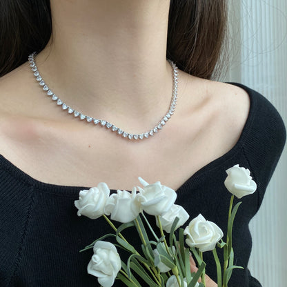 [CiCi]Ornate Heart Cut Tennis Necklace