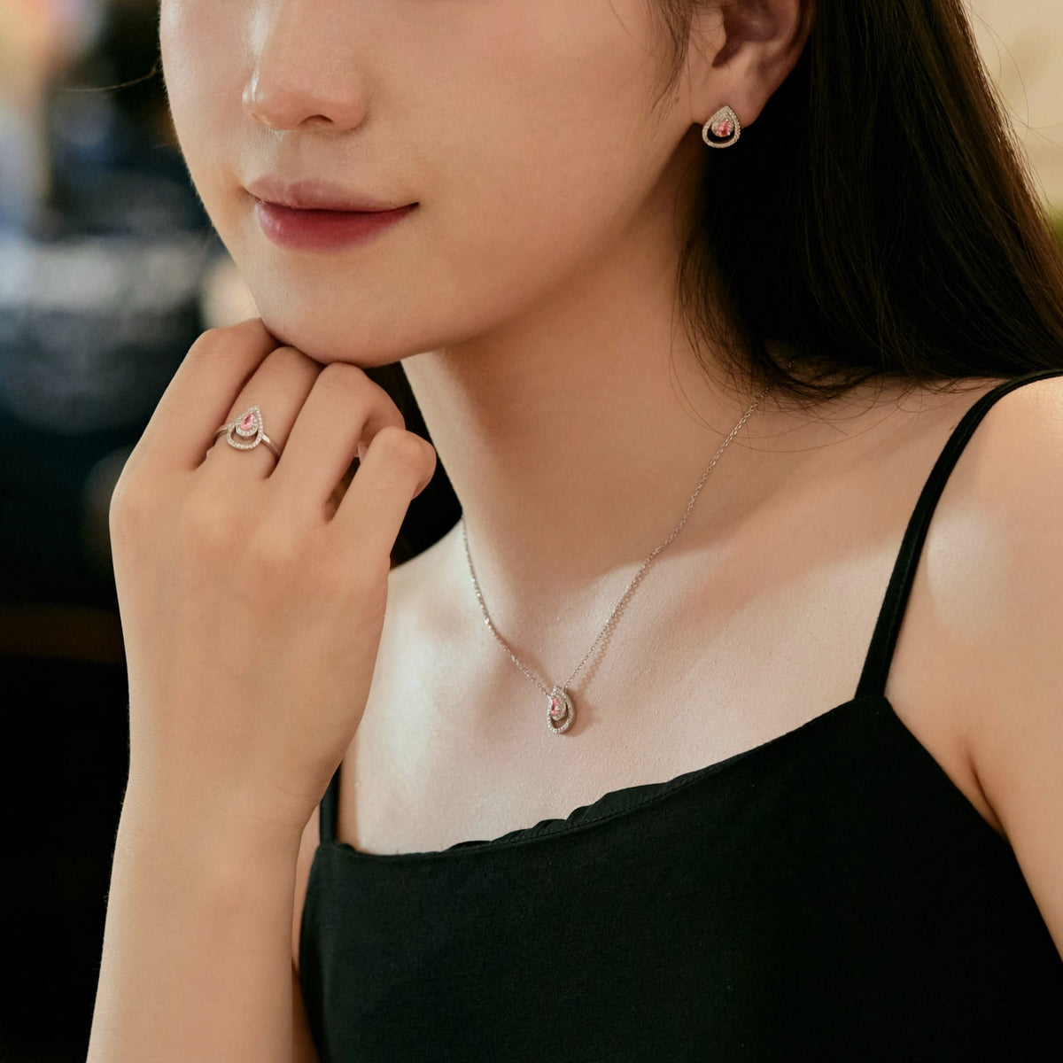[CiCi]Sparkling Delicate Water Drop Shape Daily Earrings