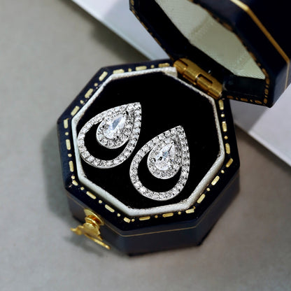 [CiCi]Sparkling Delicate Water Drop Shape Daily Earrings