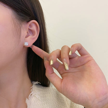 [CiCi]Classic Round Center Stone Stud Earrings