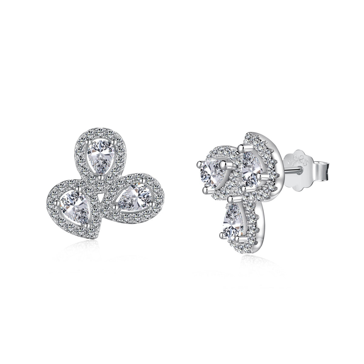 [CiCi]Ornate Flower Shape Pear Cut Lover Earrings