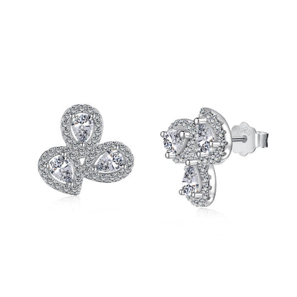 [CiCi]Ornate Flower Shape Pear Cut Lover Earrings