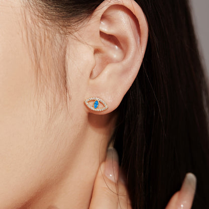 [CiCi]Blue Devil Eyes Hollow Stud Earrings