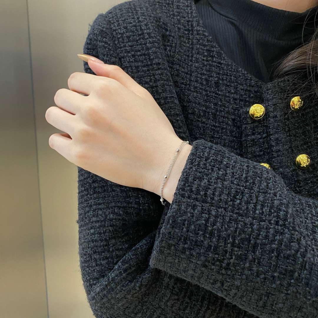 [CiCi]Delicate Bead Double Layer Bracelet