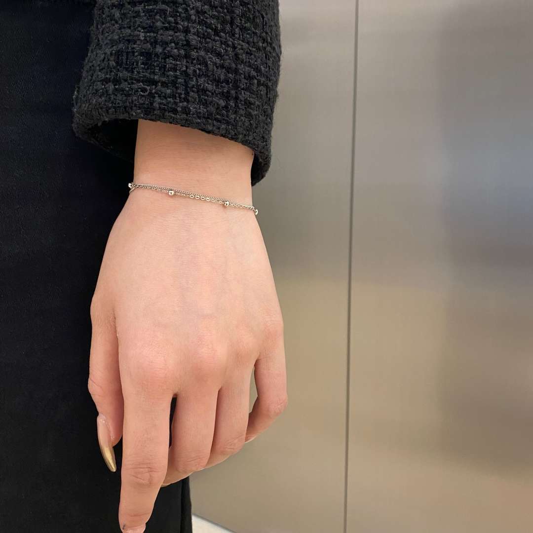 [CiCi]Delicate Bead Double Layer Bracelet