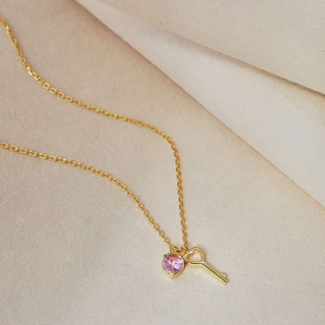 [CiCi]Unique Heart Shape Key Pendent Necklace
