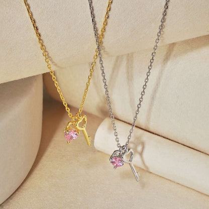 [CiCi]Unique Heart Shape Key Pendent Necklace