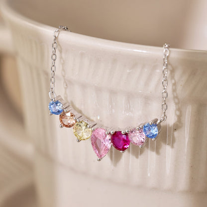 [CiCi]Dainty Colorful Heart Necklace