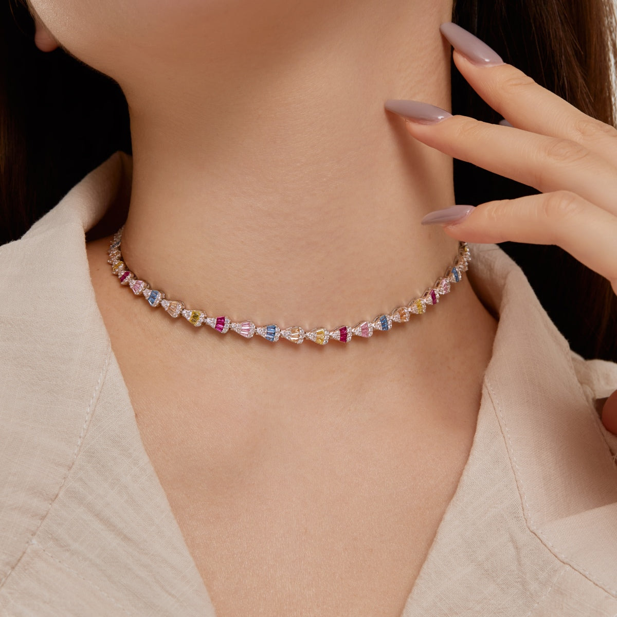 [CiCi]Radiant Colorful Rainbow Necklace