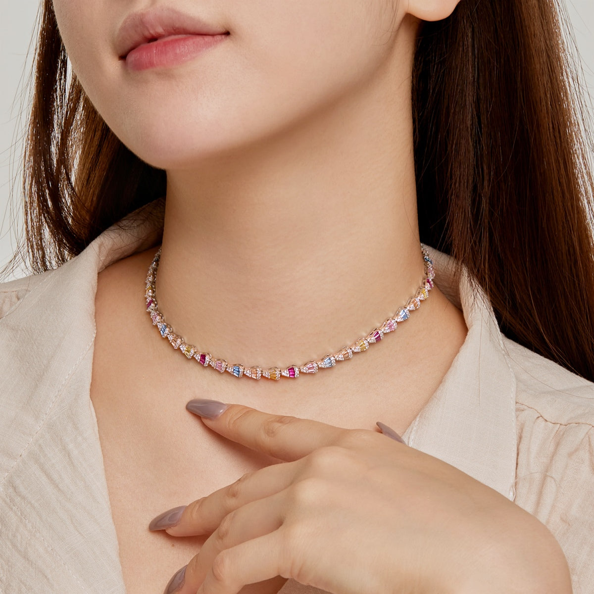 [CiCi]Radiant Colorful Rainbow Necklace