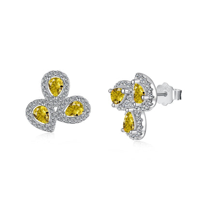 [CiCi]Ornate Flower Shape Pear Cut Lover Earrings
