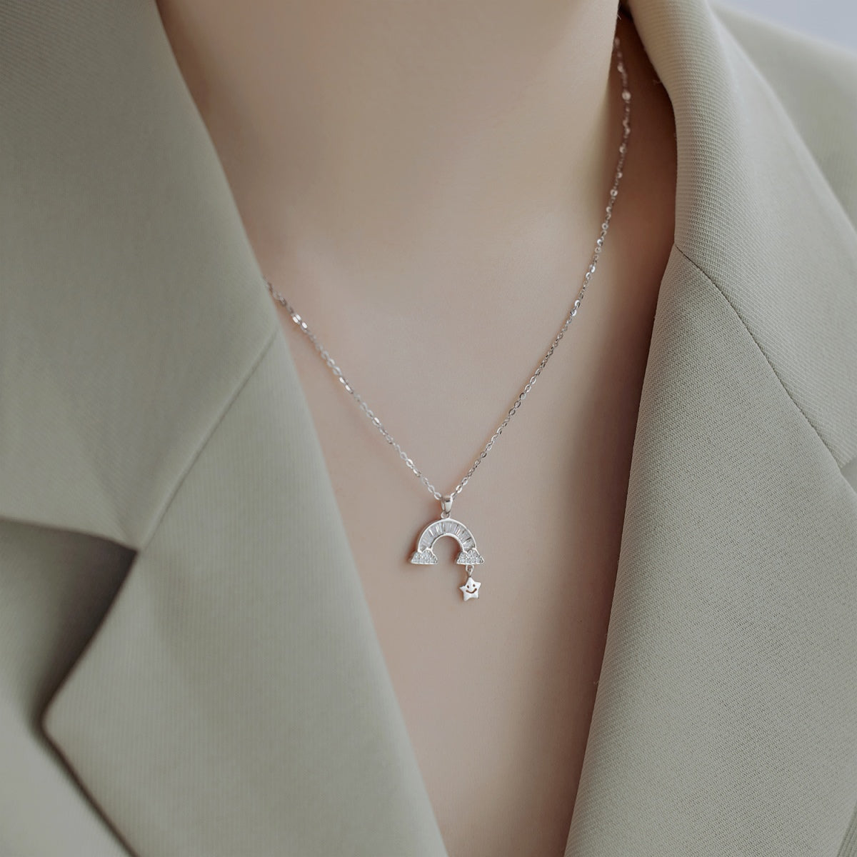 [CiCi]Unique Rainbow Star Necklace