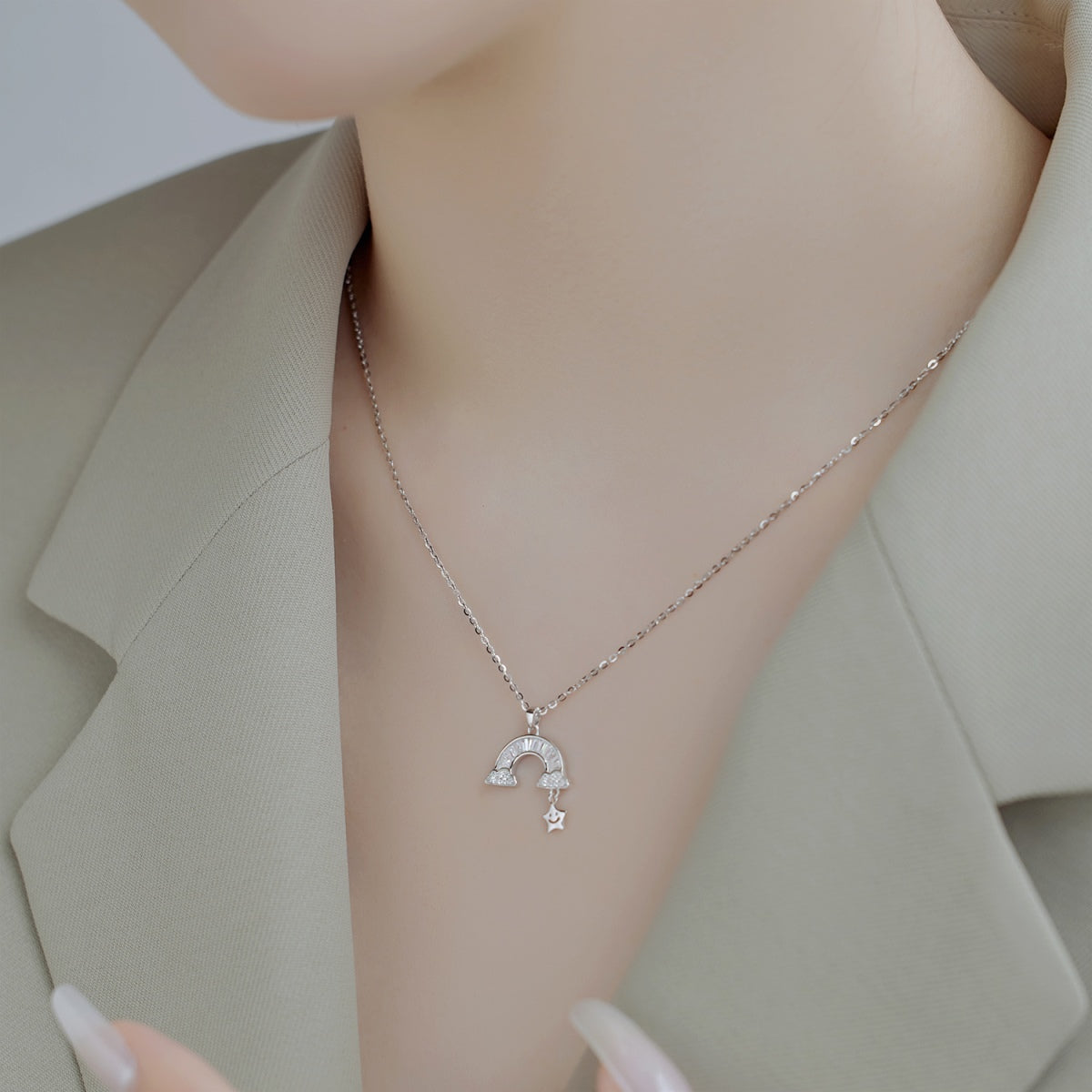[CiCi]Unique Rainbow Star Necklace