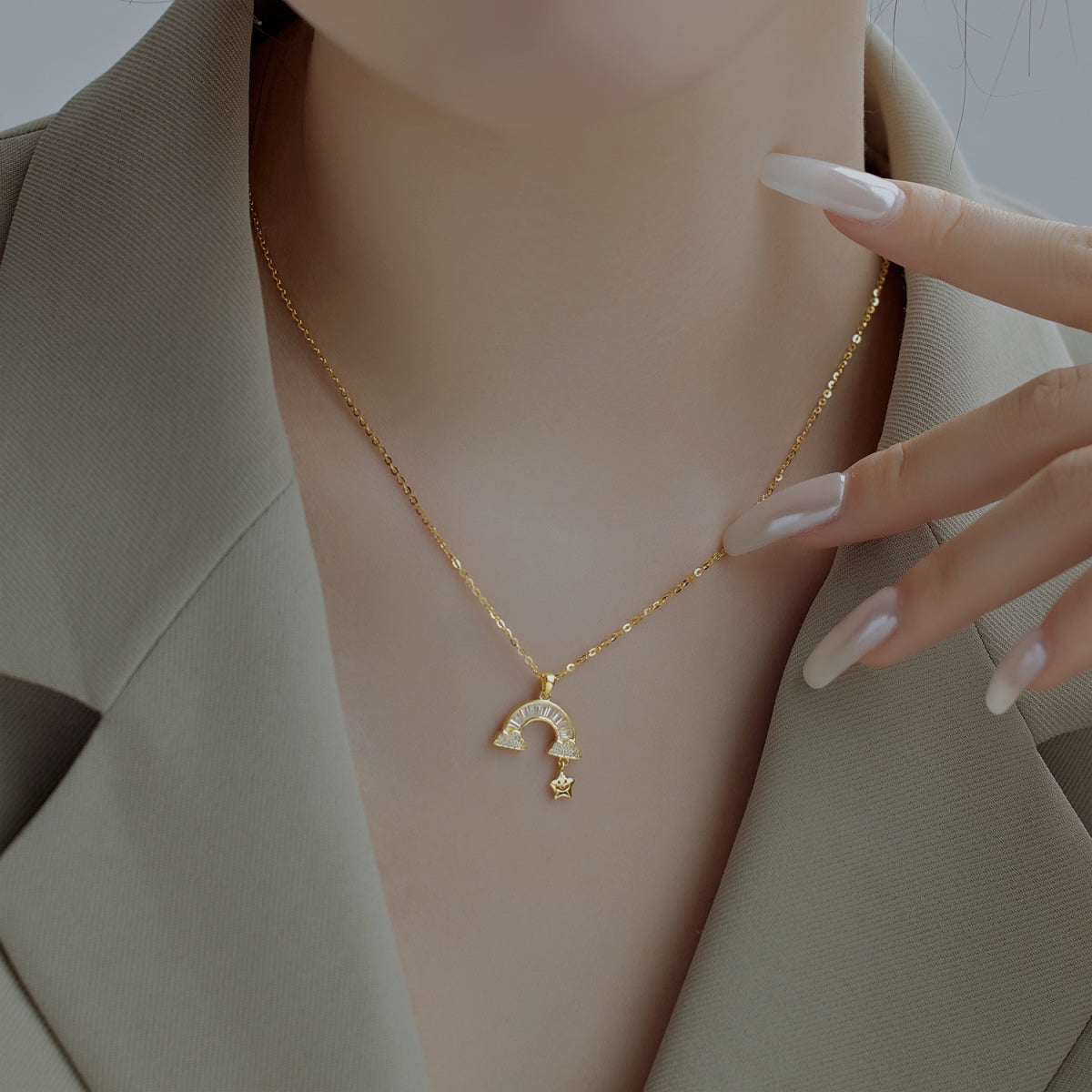 [CiCi]Unique Rainbow Star Necklace
