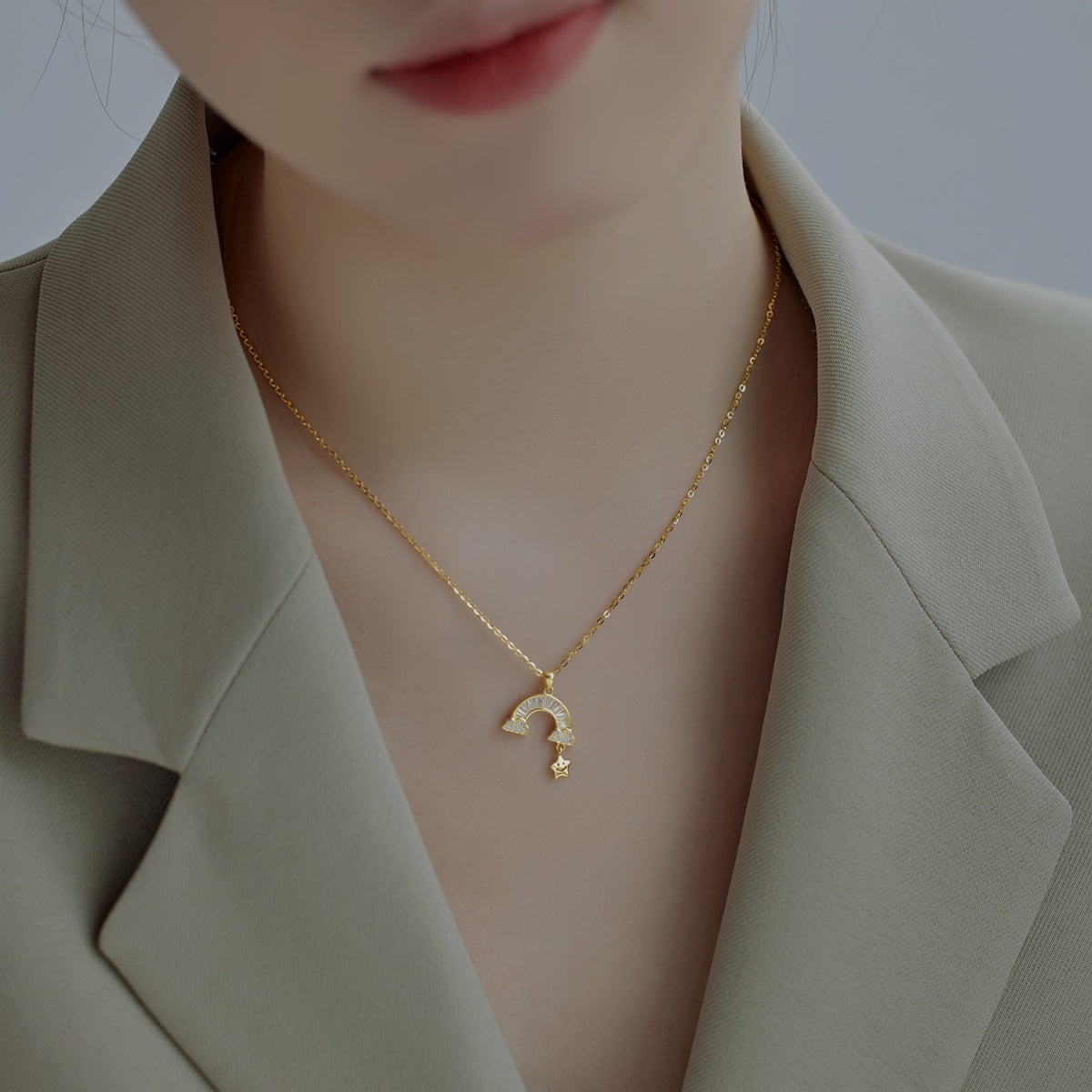 [CiCi]Unique Rainbow Star Necklace