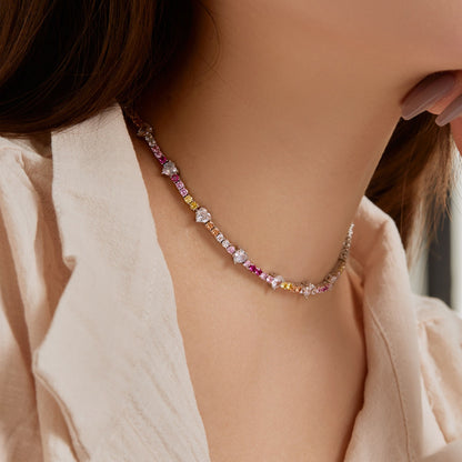 [CiCi]Delicate Colorful Rainbow Tennis Chain