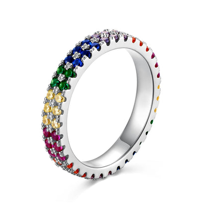 [CiCi]Unique Colorful Round Cut Tennis Ring
