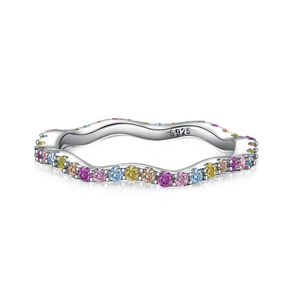[CiCi]Dainty Colorful Round Cut Party Ring