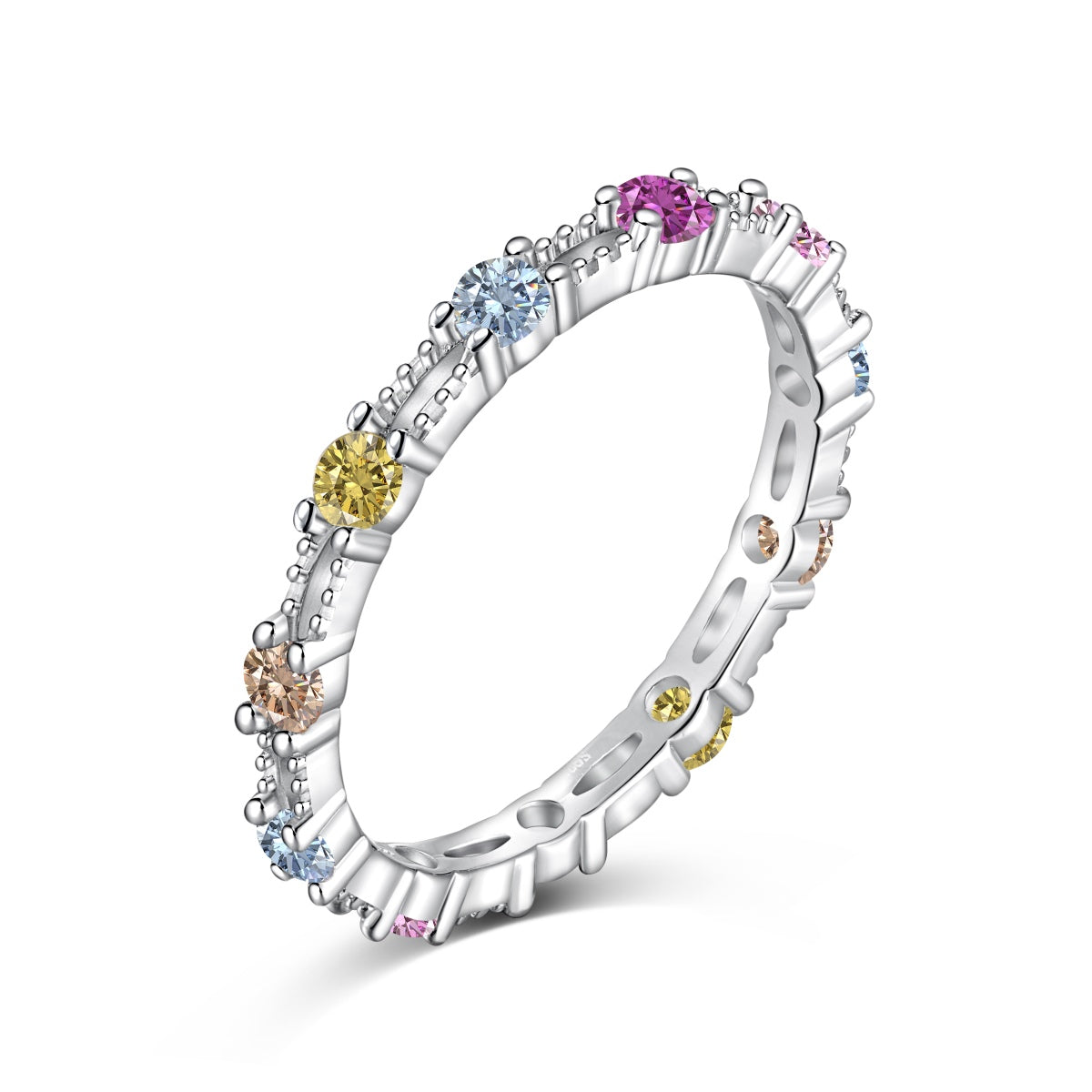 [CiCi]Sparkling Colorful Round Cut Tennis Ring