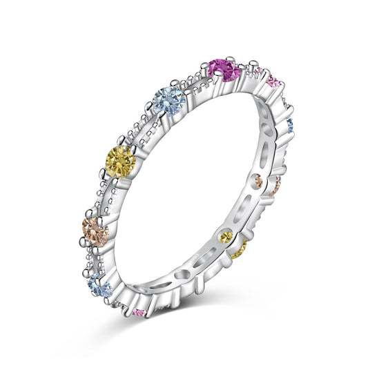 [CiCi]Sparkling Colorful Round Cut Tennis Ring