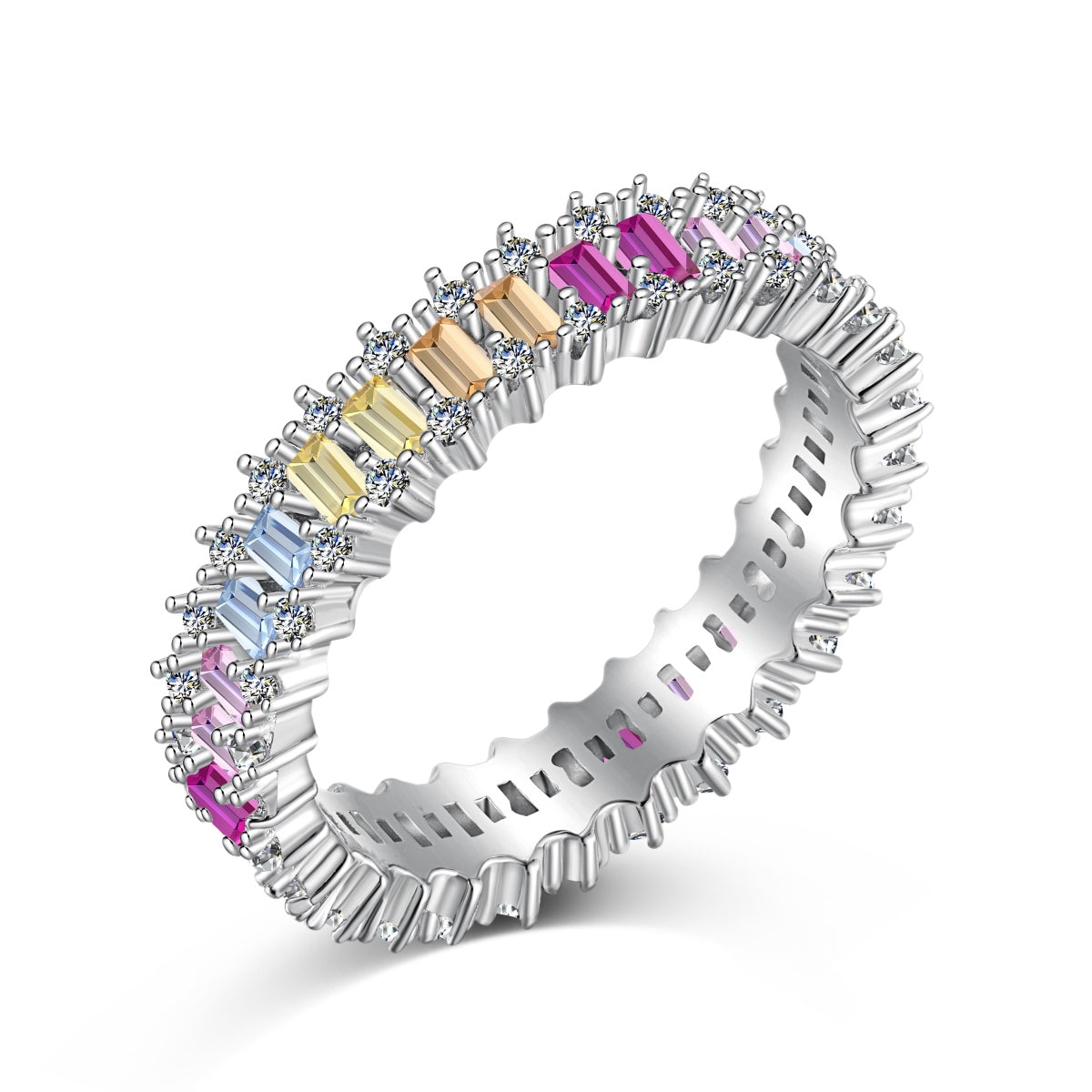 [CiCi]Splashy Ornate Emerald Cut Cocktail Ring