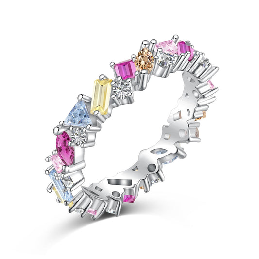 [CiCi]Dazzling Polychromatic Multi cut Daily Ring