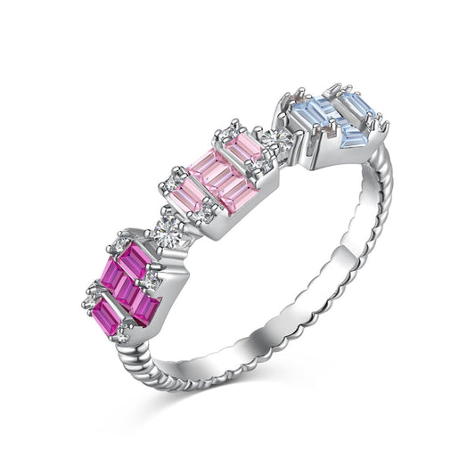[CiCi]Unique Colorful Emerald Cut Party Ring