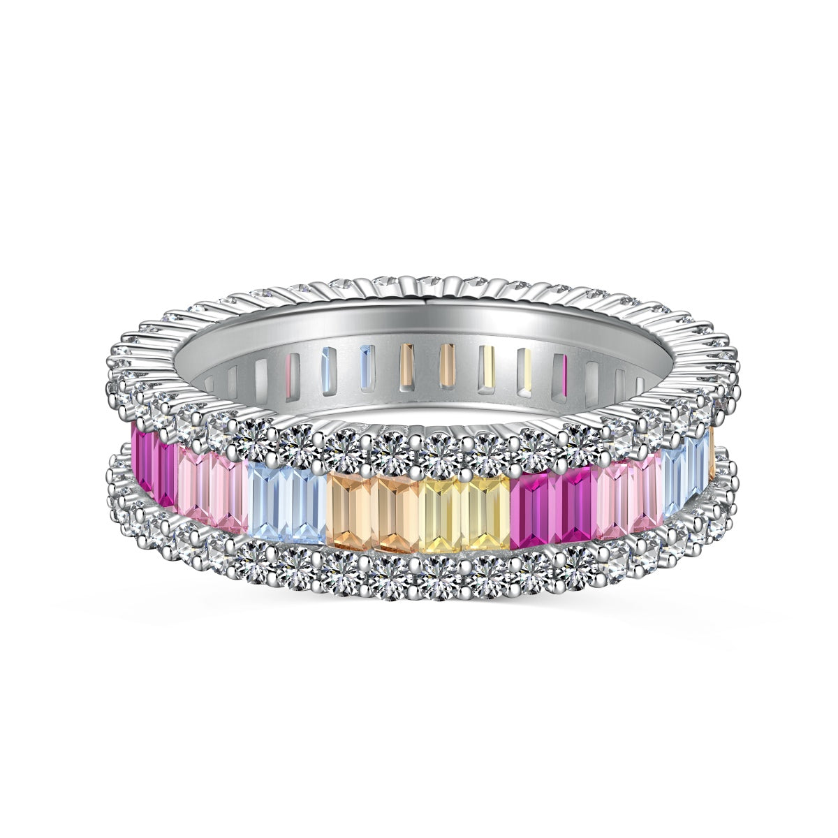 [CiCi]Dainty Kaleidoscopic Emerald Cut Daily Ring