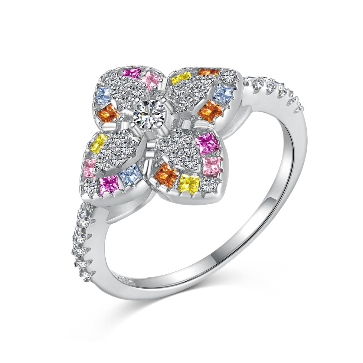 [CiCi]Luxurious Colorful Flower Shape Banquet Ring