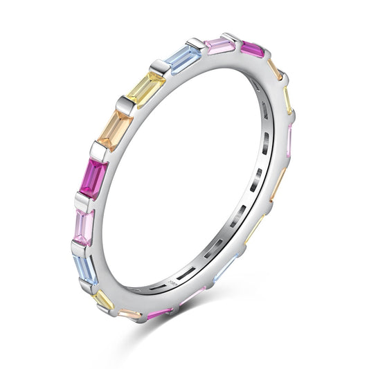[CiCi]Exquisite Multicolored Emerald Cut Daily Ring