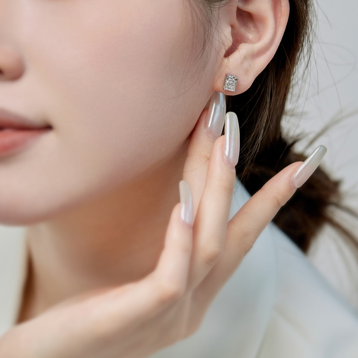[CiCi]Radiant Luxurious Princess Cut Daily Earrings