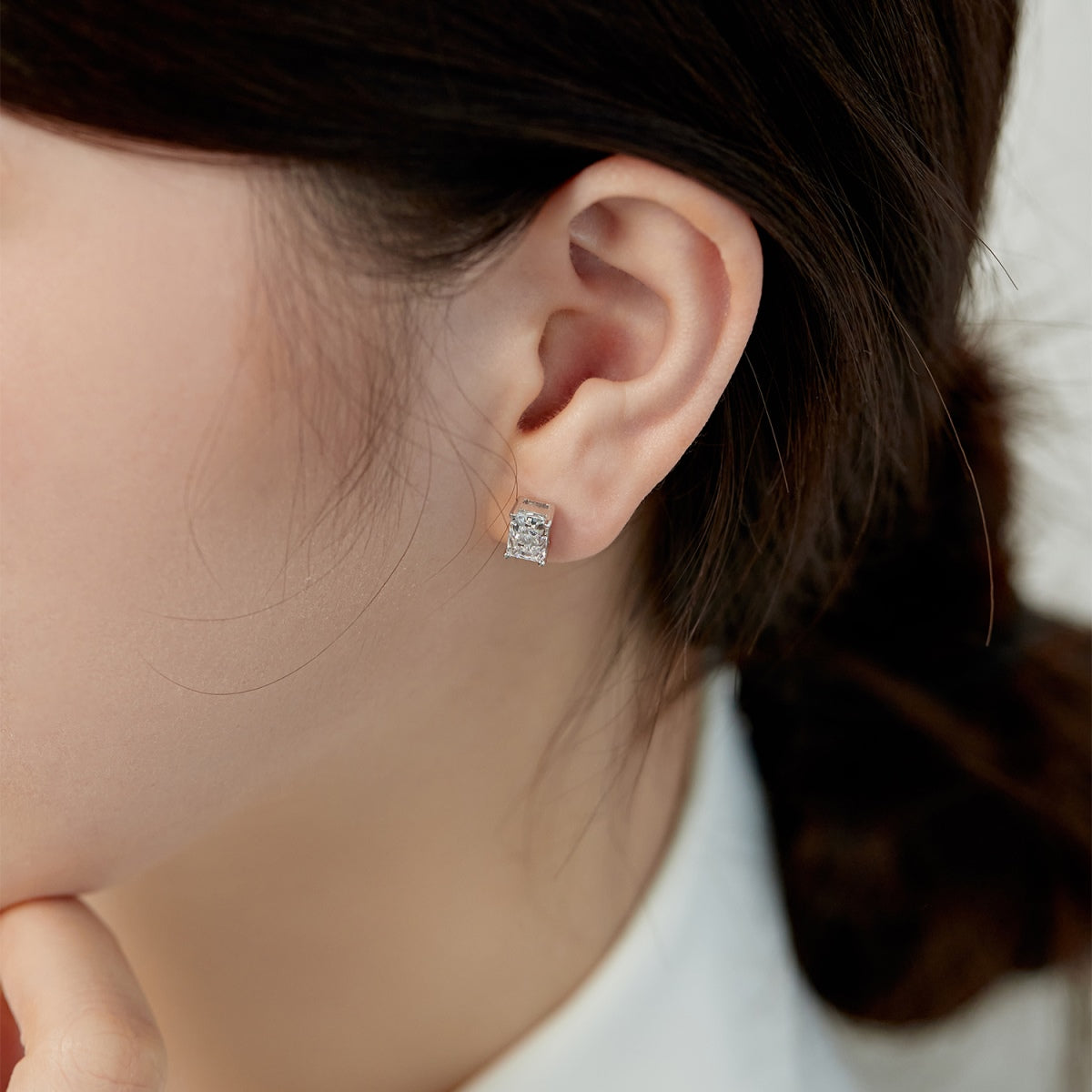 [CiCi]Radiant Luxurious Princess Cut Daily Earrings