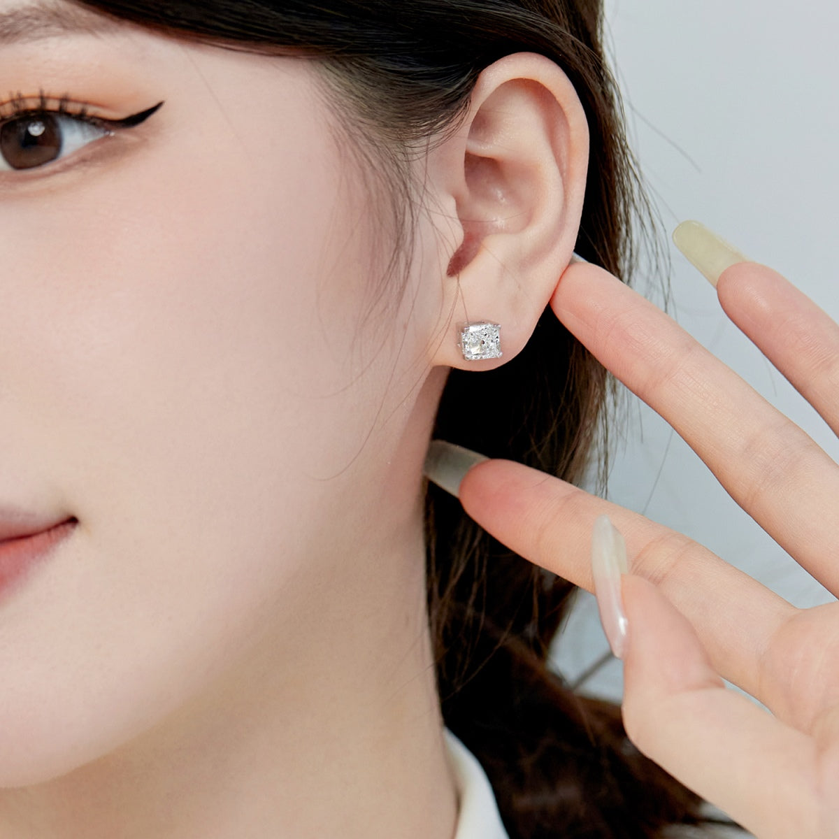 [CiCi]1.0 Carat Radiant Princess Cut Wedding Earrings