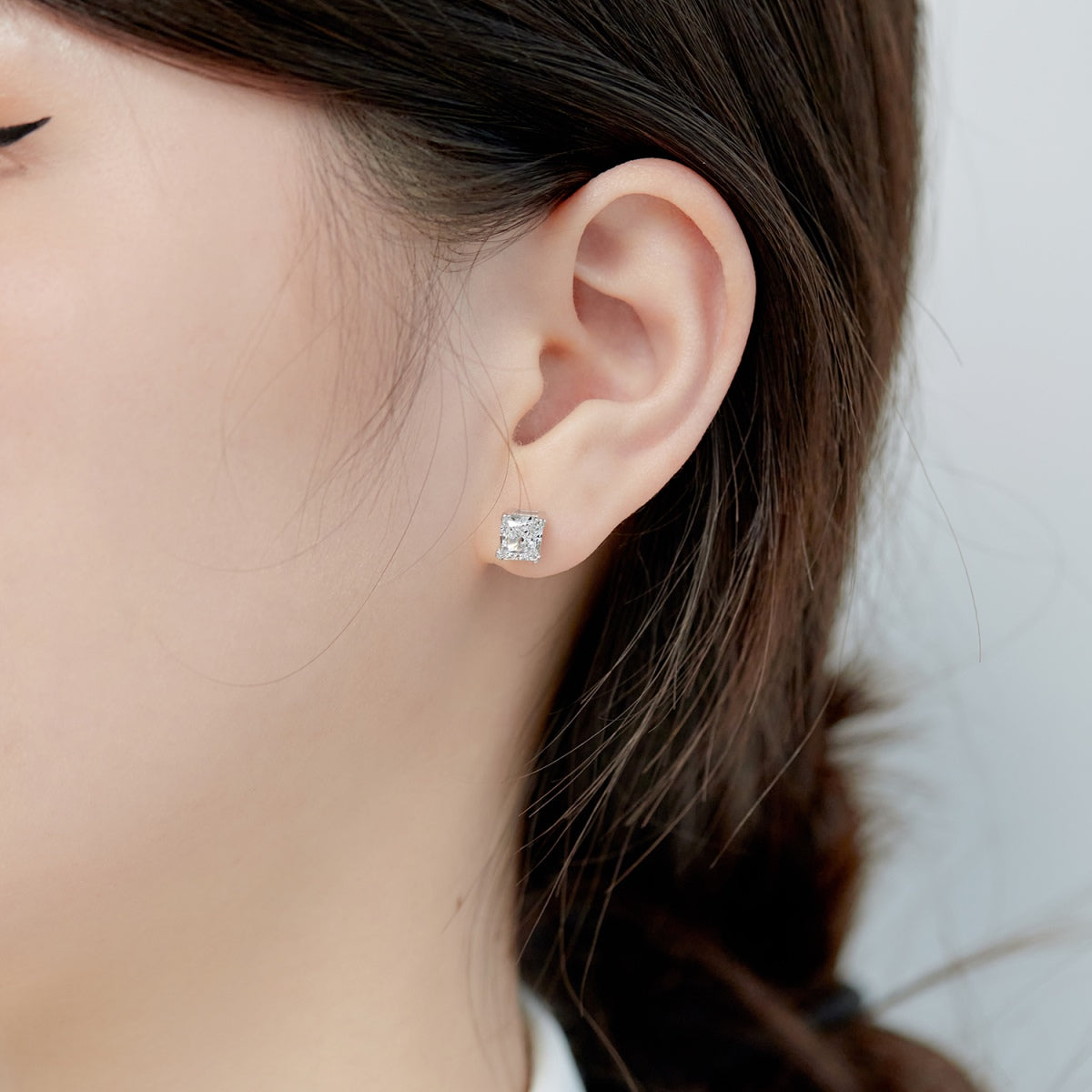 [CiCi]1.0 Carat Radiant Princess Cut Wedding Earrings