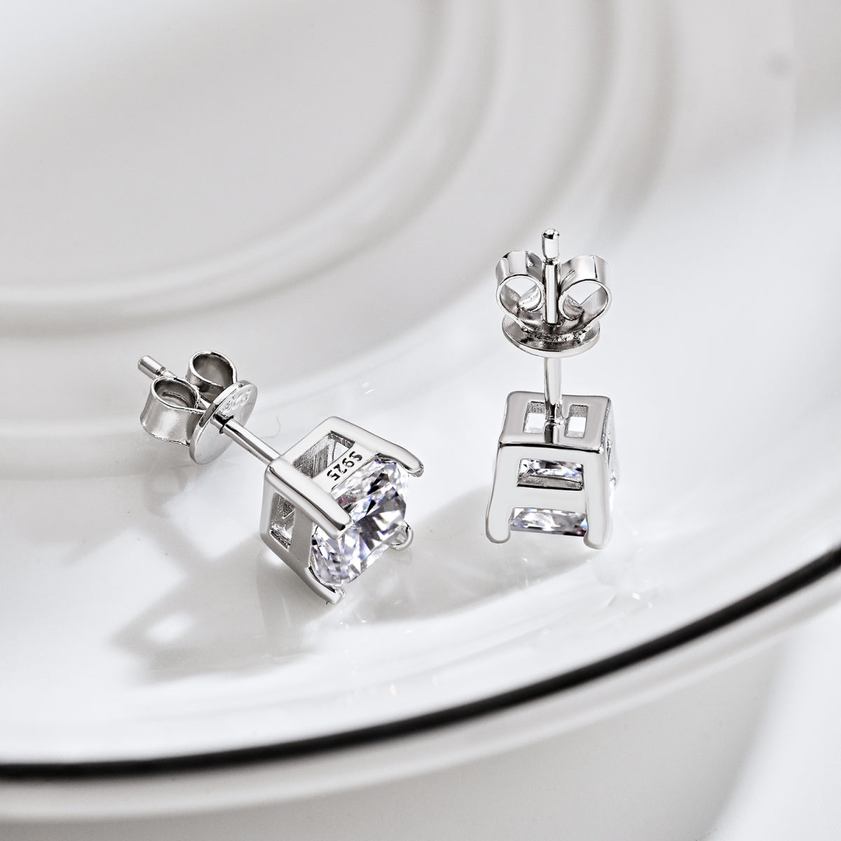 [CiCi]1.0 Carat Radiant Princess Cut Wedding Earrings
