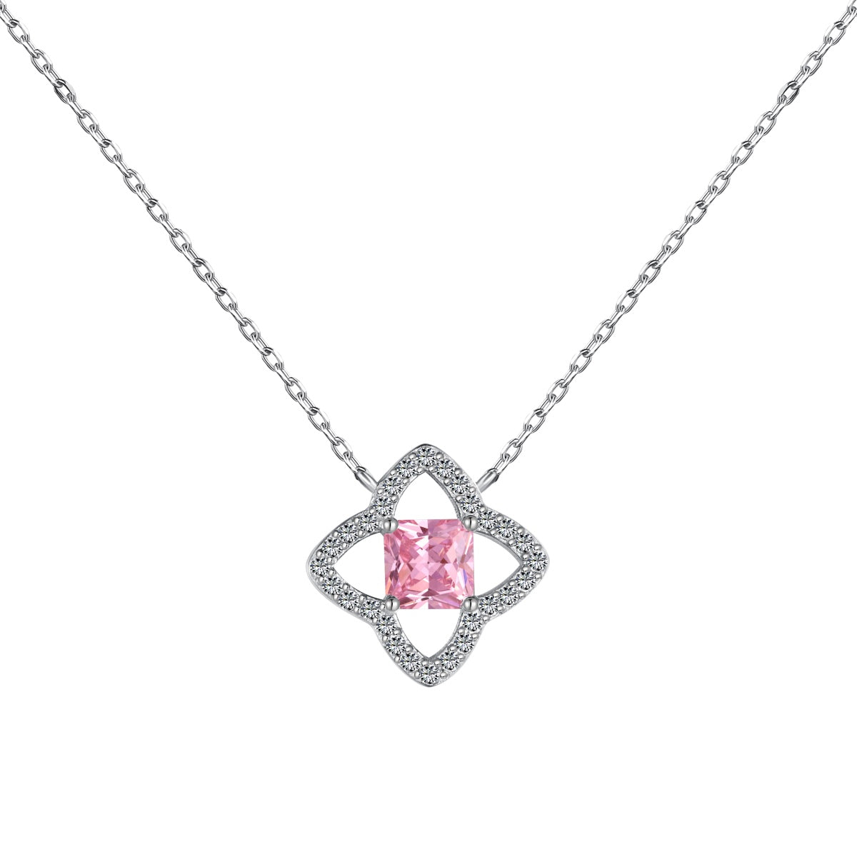 [CiCi]Exquisite Flower Shape Princess Cut Necklace