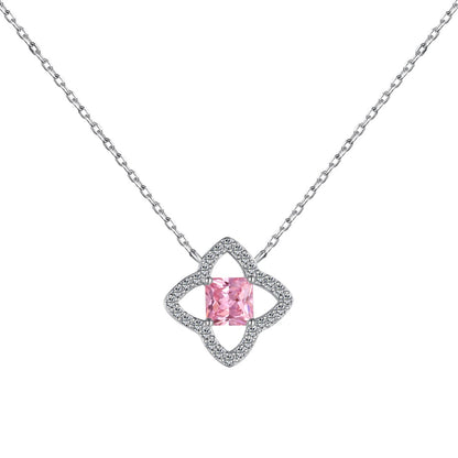 [CiCi]Exquisite Flower Shape Princess Cut Necklace