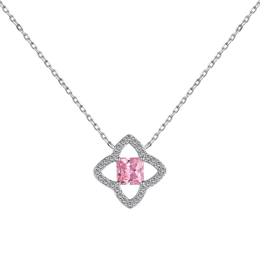 [CiCi]Exquisite Flower Shape Princess Cut Necklace