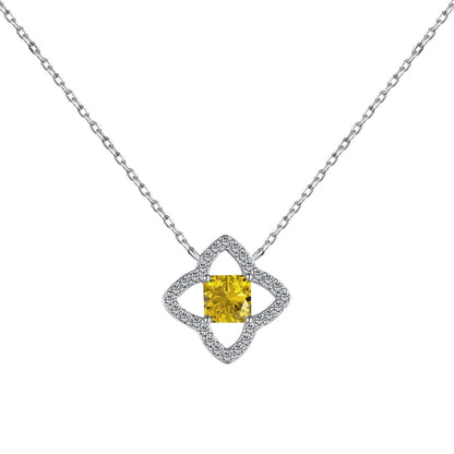 [CiCi]Exquisite Flower Shape Princess Cut Necklace