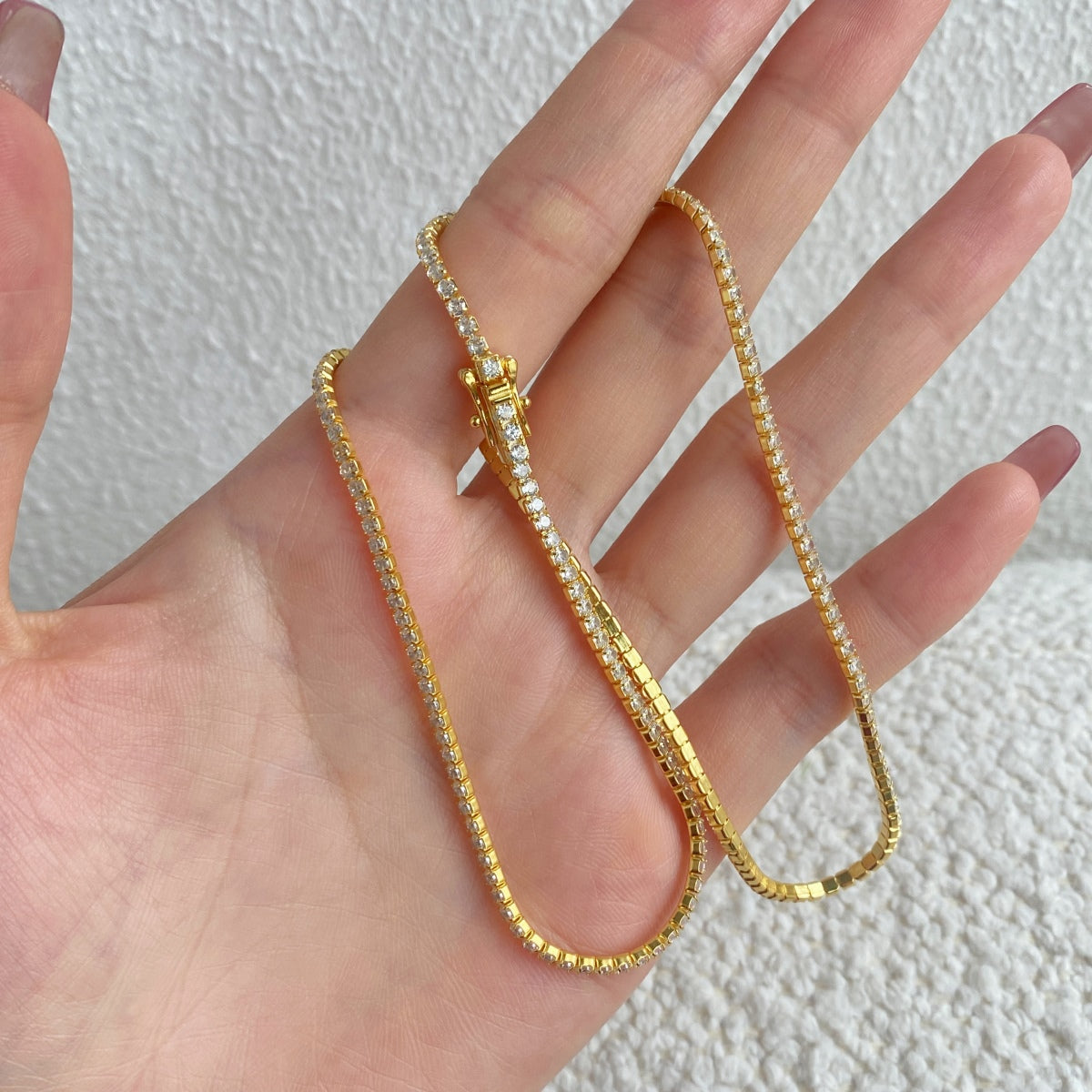 [CiCi]Delicate Round Shape Tennis Necklace