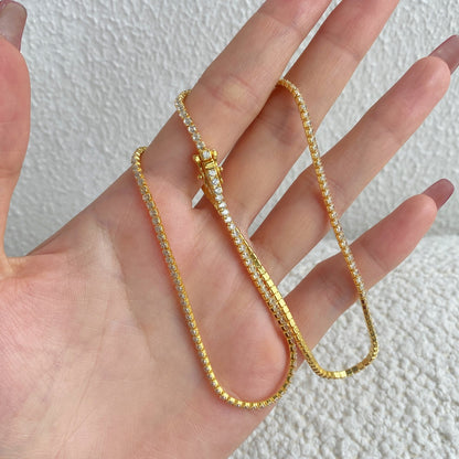 [CiCi]Delicate Round Shape Tennis Necklace