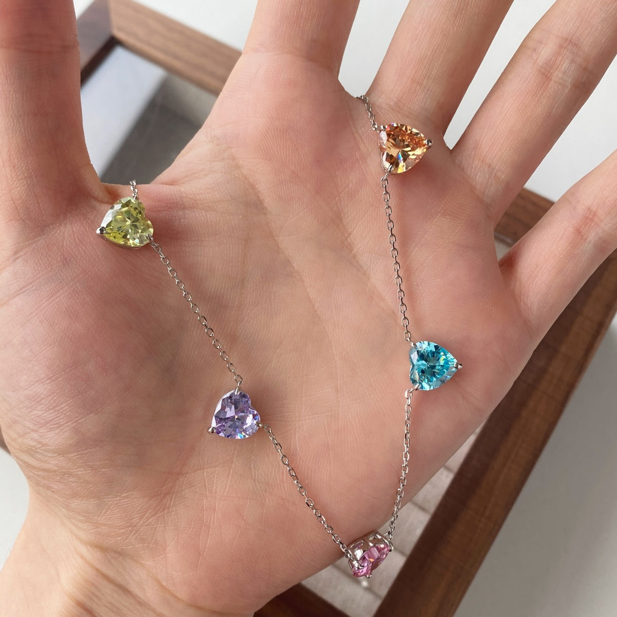 [CiCi]Sparkling Colorful Heart Cut Necklace