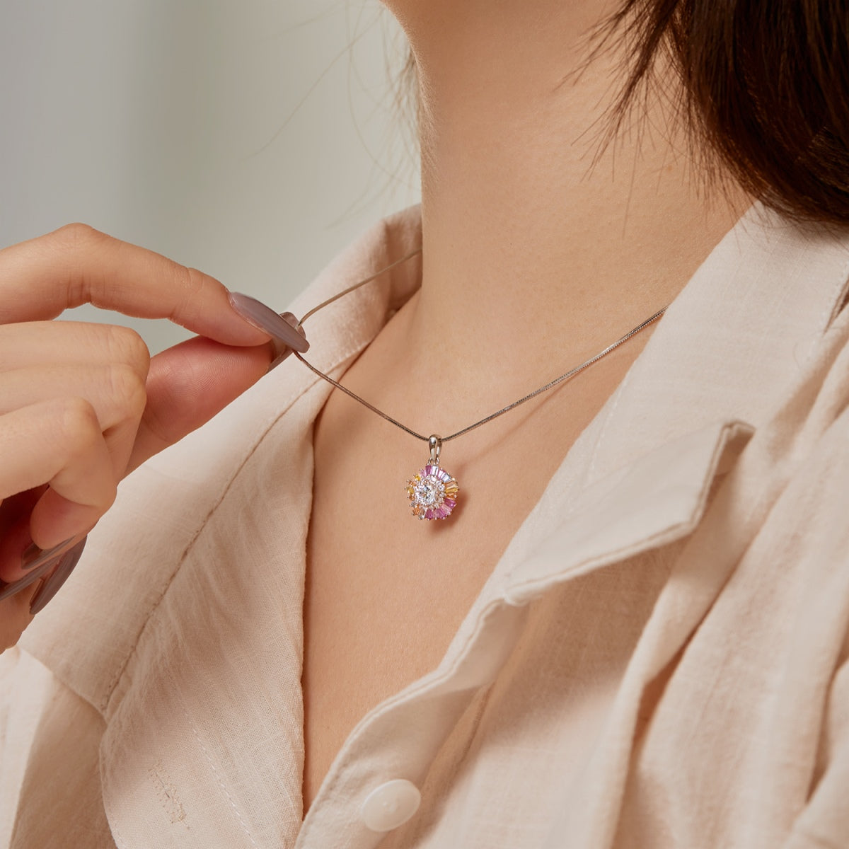 [CiCi]Charming Flower Colorful Necklace