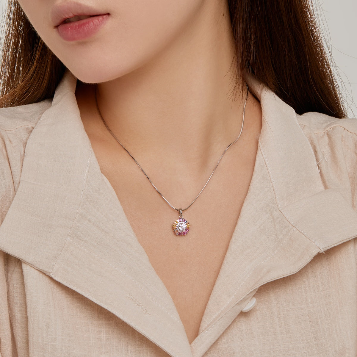 [CiCi]Charming Flower Colorful Necklace