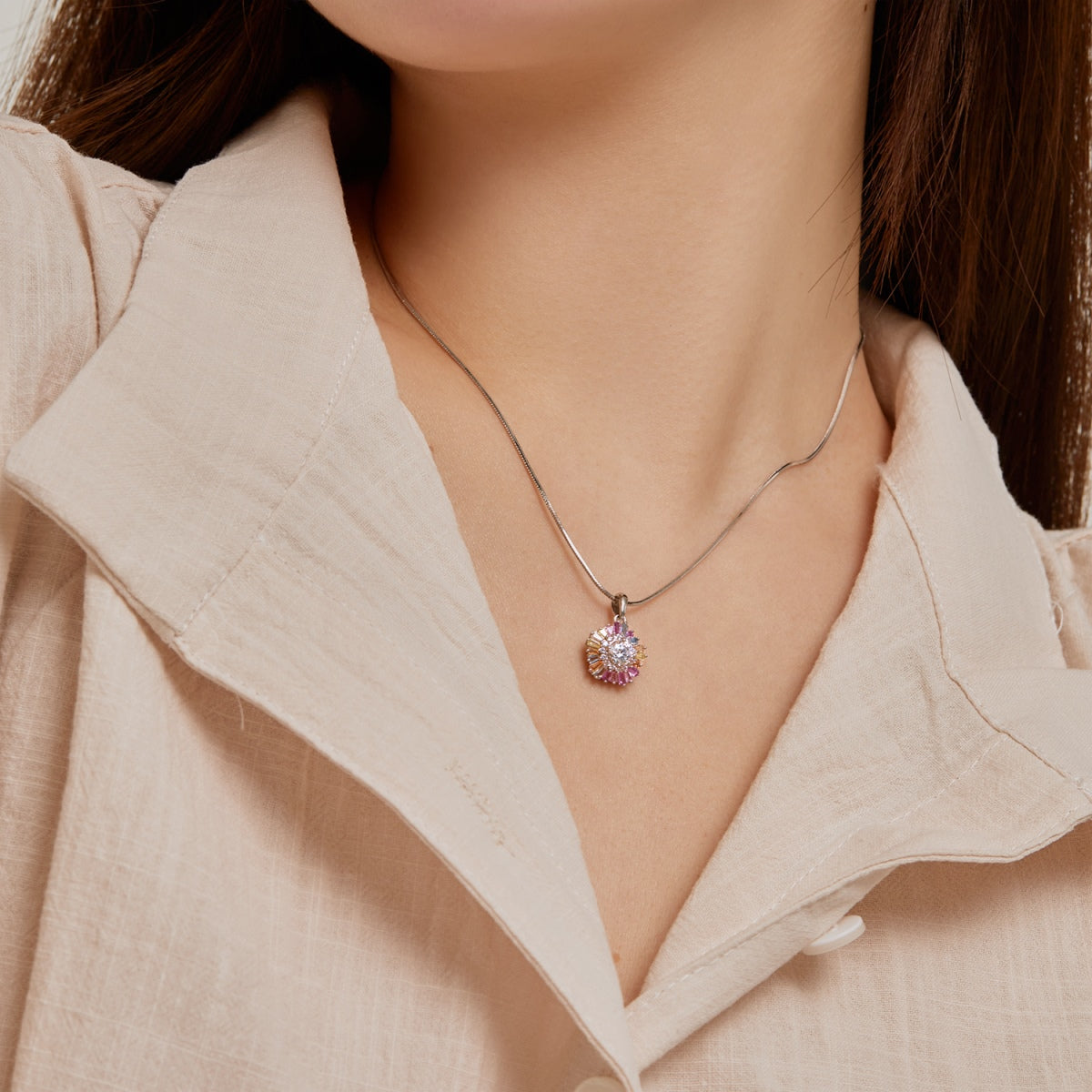 [CiCi]Charming Flower Colorful Necklace