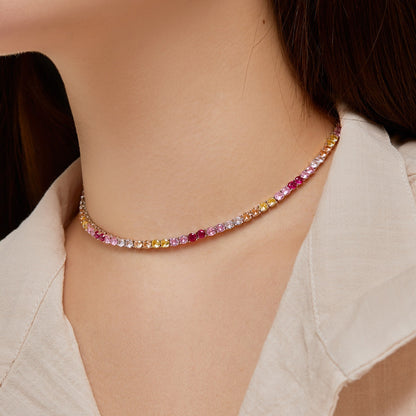 [CiCi]Delicate Colorful Tennis Necklace
