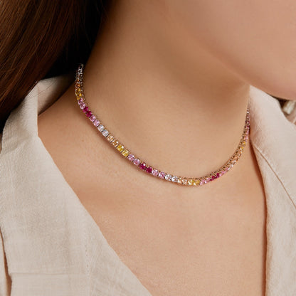 [CiCi]Delicate Colorful Tennis Necklace